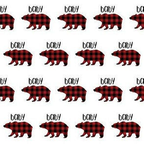 2" Buffalo Plaid Baby Bear Silhouette Pattern | Red and Black