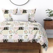 Boho Blush Florals Cheater Quilt / Whole Cloth