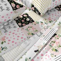 90 Boho Blush Florals Cheater Quilt / Whole Cloth