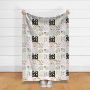 90 Boho Blush Florals Cheater Quilt / Whole Cloth