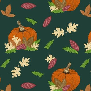 Pumpkin Patch on Green - Medium