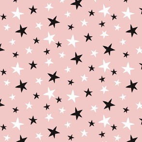 Black and White Stars on Pink