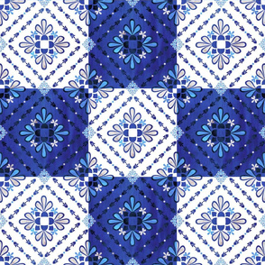 Boho Tiles blue and White