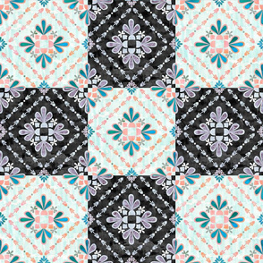 boho Tiles mint and grey