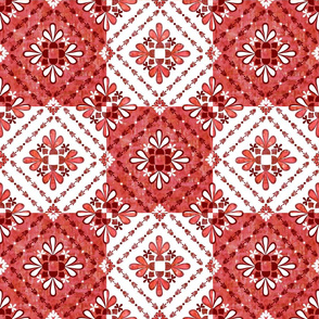 boho Tiles Red and White