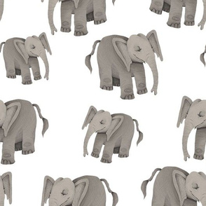 Happy Elephants on White