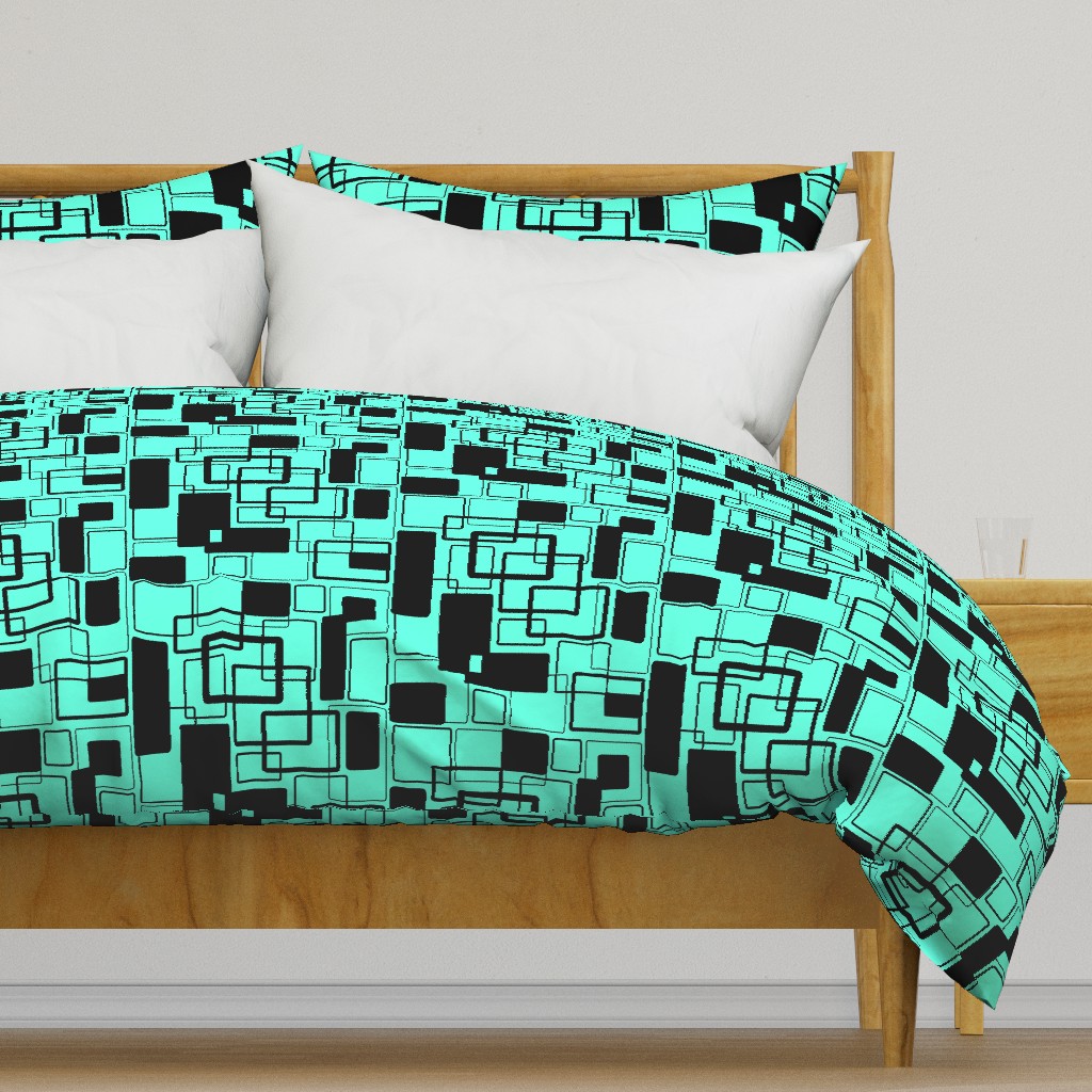 Mint jade Green and noir Geometric