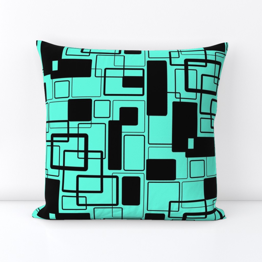 Mint jade Green and noir Geometric