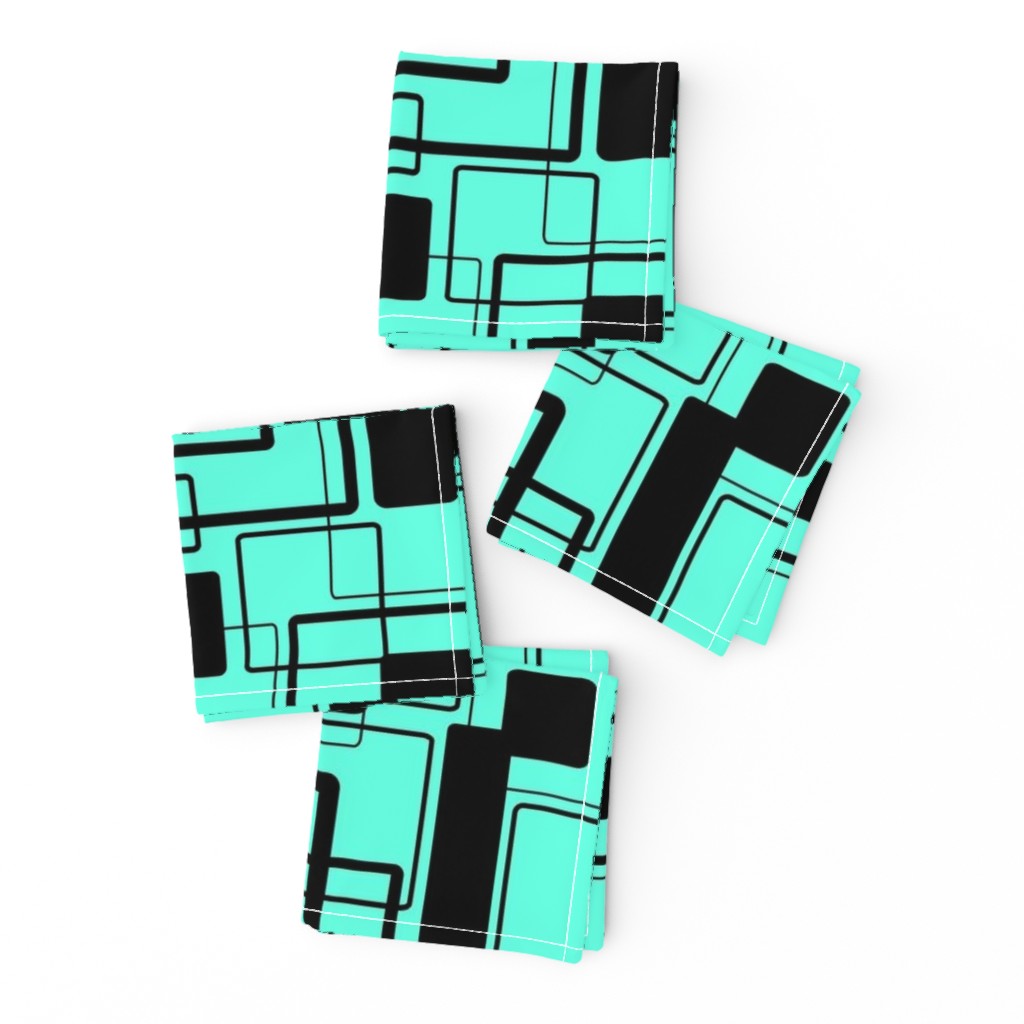 Mint jade Green and noir Geometric