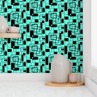 Mint jade Green and noir Geometric