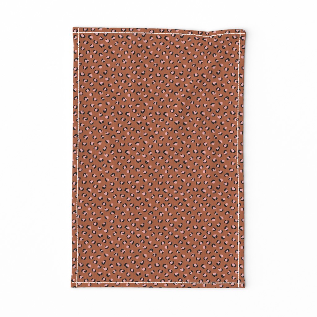 Trendy leopard print animals fur modern Scandinavian style raw brush  abstract copper pink black autumn SMALL