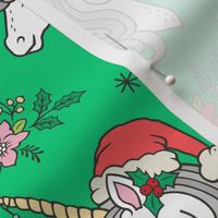 Christmas Unicorn on Green