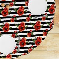 Large // Red Poppies // Black and White Stripes