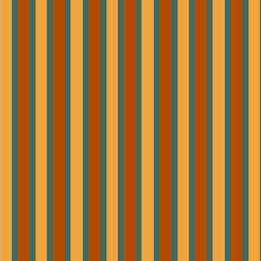 Falling Autumn Leaves Stripes (#1) with Ocean, Terracotta and Saffron - Large Scale