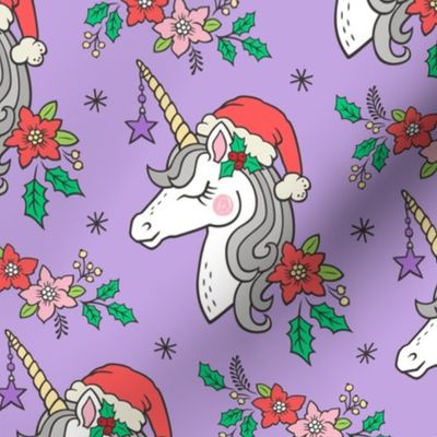 Christmas Unicorn on Purple