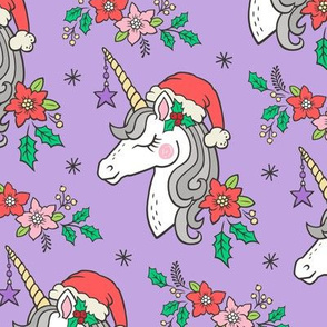 Christmas Unicorn on Purple