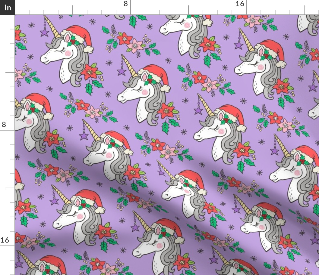 Christmas Unicorn on Purple