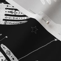EXTRA LARGE - home dec size - palmistry fabric, palm print fabric, hand, mystic, eye, ouija, tarot, mystic fabric - black