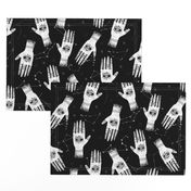 EXTRA LARGE - home dec size - palmistry fabric, palm print fabric, hand, mystic, eye, ouija, tarot, mystic fabric - black