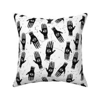 MEDIUM - palmistry hand print, palm print fabric, palmistry, tarot fabric, ouija fabric, hand print, trendy palm print -  black and white