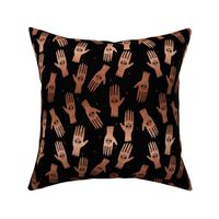 SMALL - hand palmistry hand - palm print fabric, palm, tarot, ouija, star, stars, constellations, - black and copper