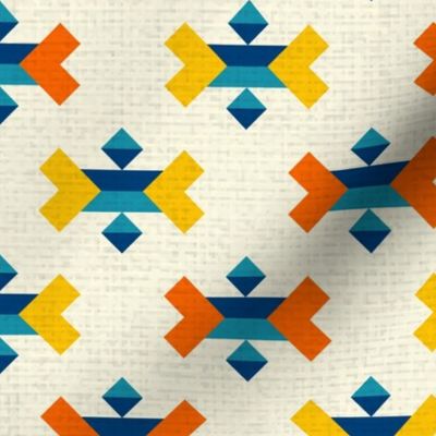 Aztec boho geometric arrows blue orange