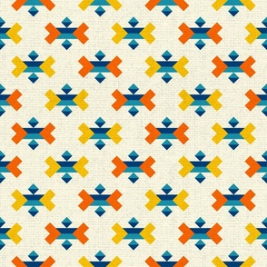 Aztec boho geometric arrows blue orange