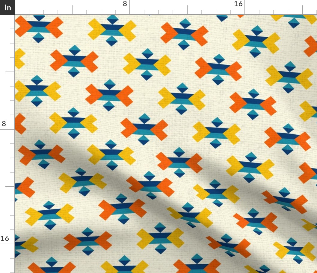 Aztec boho geometric arrows blue orange