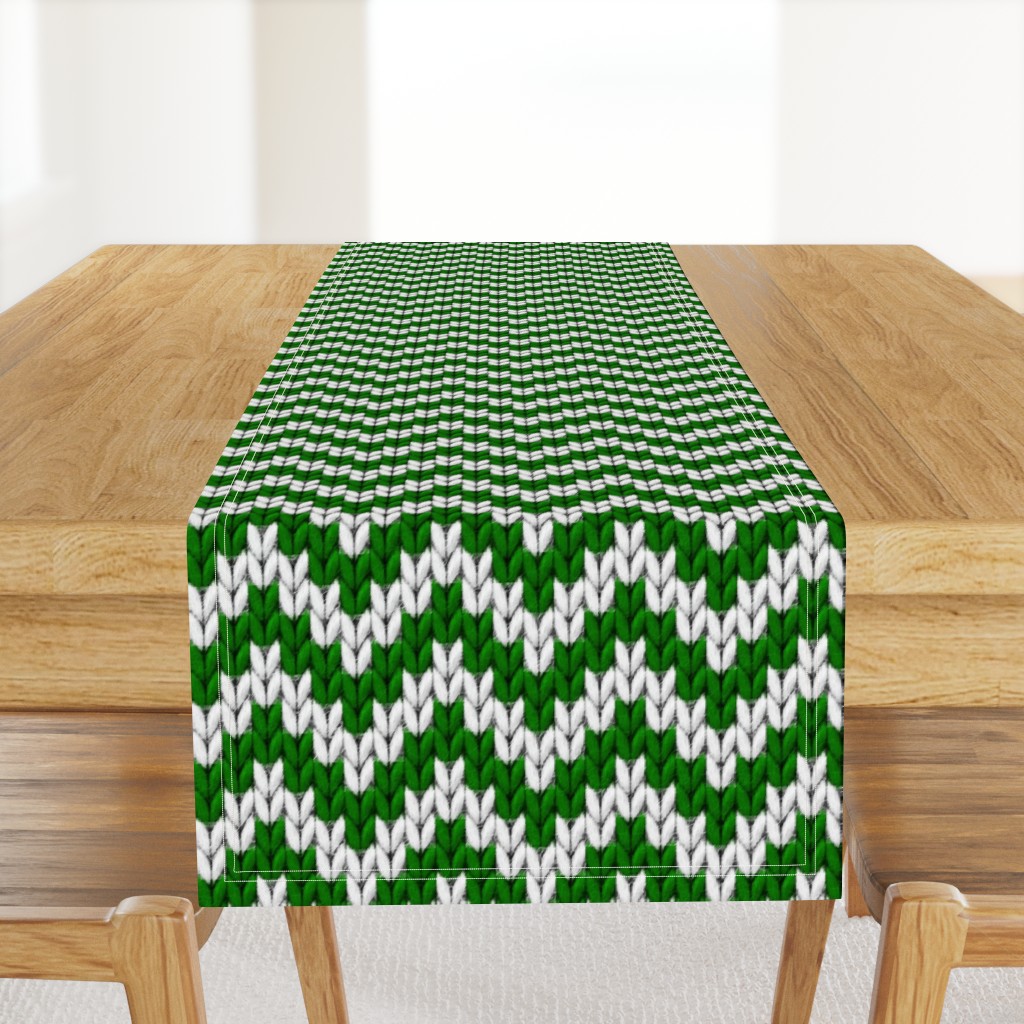 Knitted chevron Christmas green large