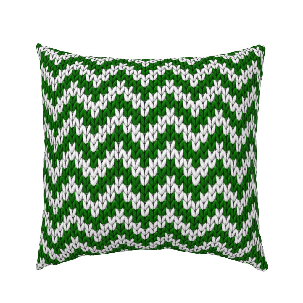 Knitted chevron Christmas green large