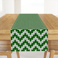 Knitted chevron Christmas green large