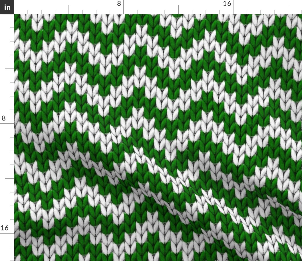 Knitted chevron Christmas green large