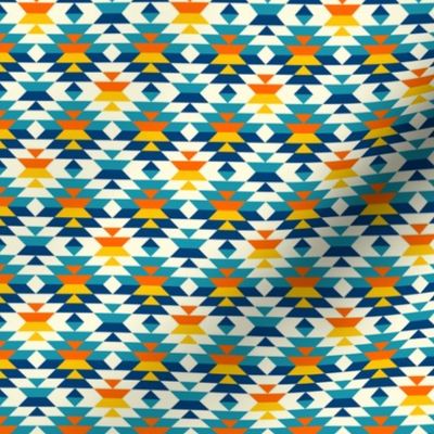 Navajo diamonds small scale blue yellow Fabric