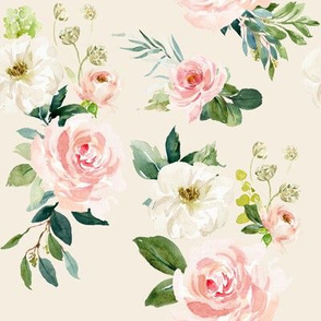 8" Chic Blush Roses // White Linen