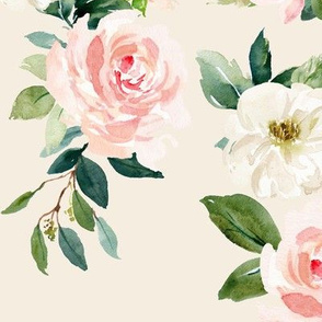 12" Chic Blush Roses // White Linen