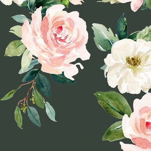 12" Chic Blush Roses // Lunar Green