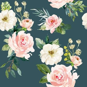 8" Chic Blush Roses // Spectra Teal