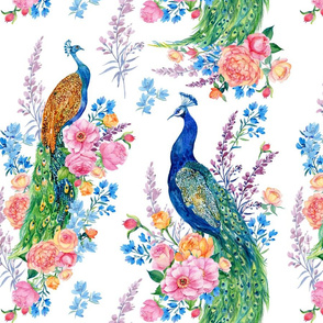 flowers and peacocks