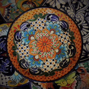 Talavera plates quilt panel