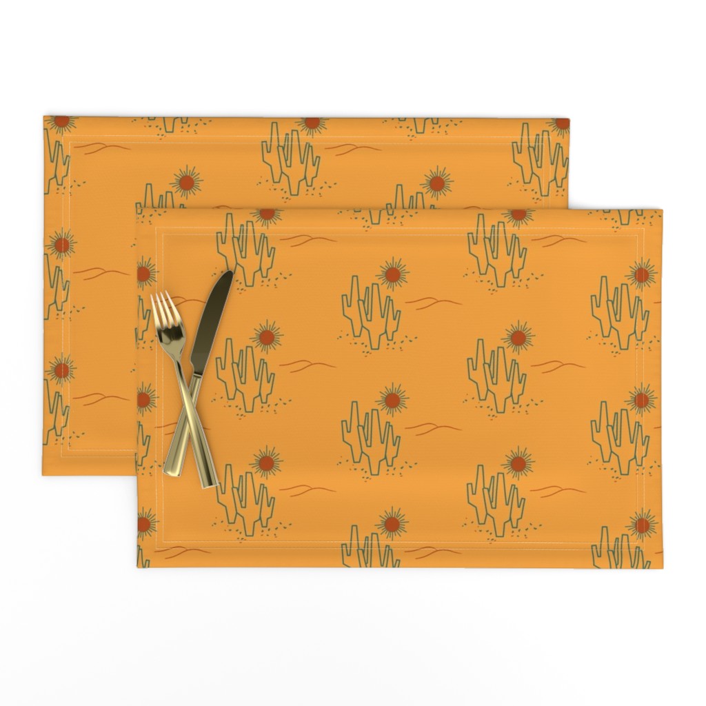 Midcentury Saguaro | Gold and Teal