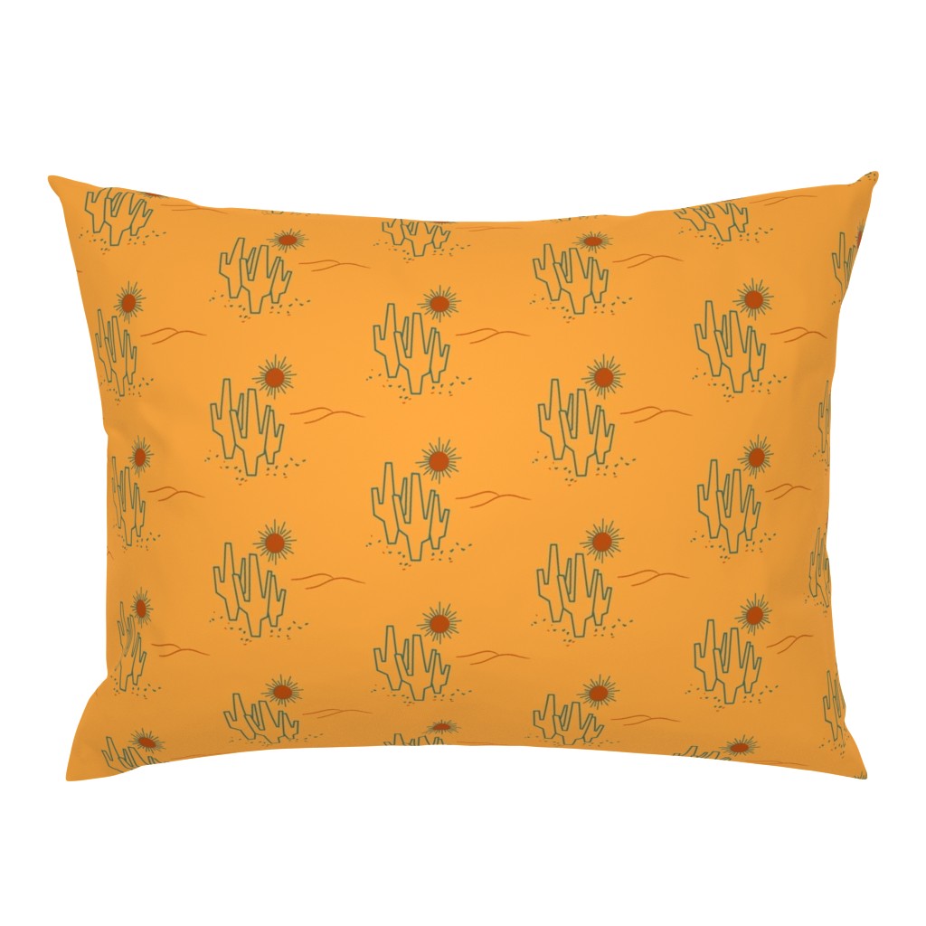 Midcentury Saguaro | Gold and Teal