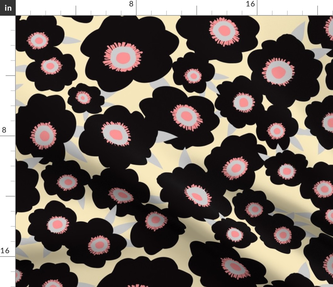 Black Floral on Cream