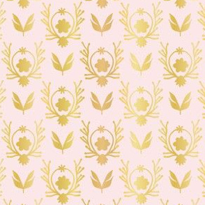 Luxe Rose Gold Foil Floral Lattice Seamless Vector Pattern, Drawn Damask