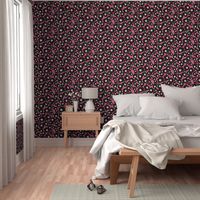 Black Floral on Hot Pink Background