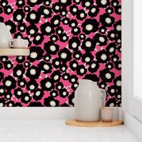 Black Floral on Hot Pink Background