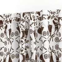 Kokopelli Rabbits Brown on White