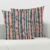 Midcentury Bamboo Forest ~ Pink Green Teal