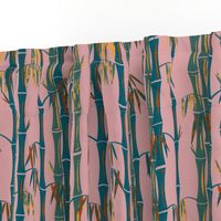 Midcentury Bamboo Forest ~ Pink Green Teal