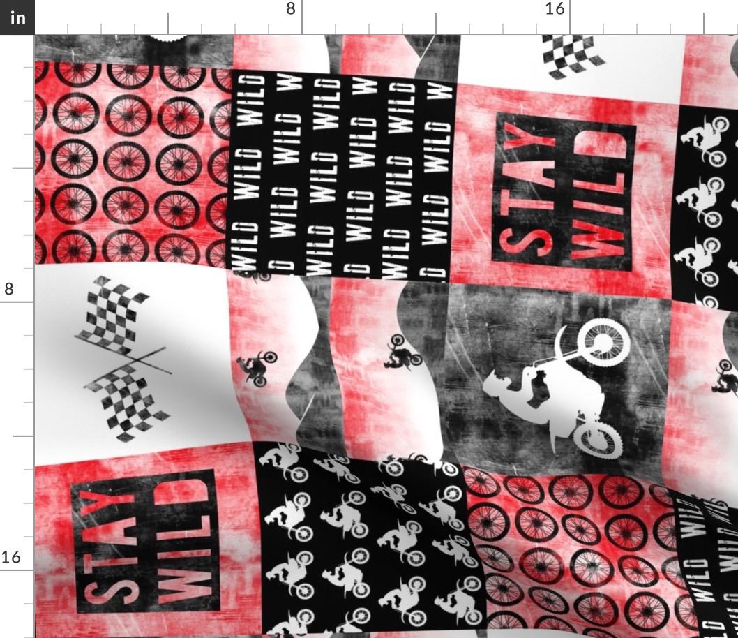 Motocross Patchwork - Stay Wild - Red (90) 