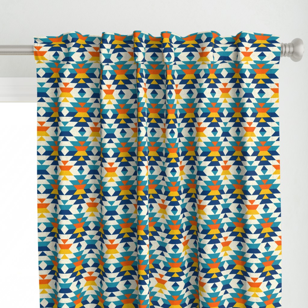 Boho geometric Aztec colorful diamonds kilim blue